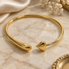Oro Laminado Individual Bangle, Gold Filled Style Heart and Teardrop Design, Polished, Golden Finish, 07.282.0078 (Thickness, One size fits all)