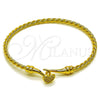 Oro Laminado Individual Bangle, Gold Filled Style Heart Design, with White Micro Pave, Polished, Golden Finish, 07.282.0079.04 (Thickness, Size 4 (2.25 Diameter))