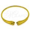 Oro Laminado Individual Bangle, Gold Filled Style Heart Design, with White Micro Pave, Polished, Golden Finish, 07.282.0081