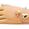 Oro Laminado Individual Bangle, Gold Filled Style Heart and Hollow Design, Polished, Golden Finish, 07.282.0084