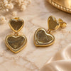 Oro Laminado Dangle Earring, Gold Filled Style Heart Design, Polished, Golden Finish, 02.282.0118