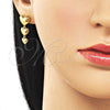 Oro Laminado Long Earring, Gold Filled Style Heart Design, Polished, Golden Finish, 02.282.0119