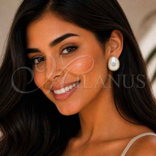 Gold Filled Ring — Stud Earring Teardrop Design with Ivory Mother of — alternate product view — SKU 163482 | Oro Laminado anillo — Stud Earring Teardrop diseño with Ivory Mother of — SKU 163482