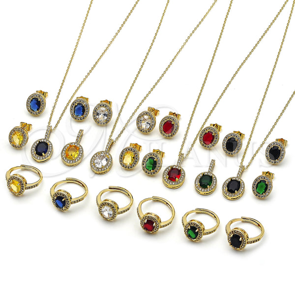 Gold Filled Ring — Necklace Earring and Ring Cluster Design with Black — alternate product view — SKU 163490 | Oro Laminado anillo — Necklace Earring and Ring Cluster diseño with negro — SKU 163490