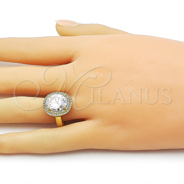 Gold Filled Ring — Multi Stone Ring Cluster Design with White Cubic — alternate product view — SKU 163498 | Oro Laminado anillo — Multi Stone Ring Cluster diseño with blanco Cubic — SKU 163498