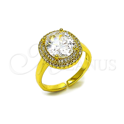 Oro Laminado Multi Stone Ring, Gold Filled Style Cluster Design, with White Cubic Zirconia and White Micro Pave, Polished, Golden Finish, 01.424.0001 (One size fits all)