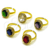 Oro Laminado Multi Stone Ring, Gold Filled Style Cluster Design, with White Cubic Zirconia and White Micro Pave, Polished, Golden Finish, 01.424.0001 (One size fits all)