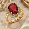 Oro Laminado Multi Stone Ring, Gold Filled Style Cluster Design, with Garnet and White Cubic Zirconia, Polished, Golden Finish, 01.424.0001.1 (One size fits all)