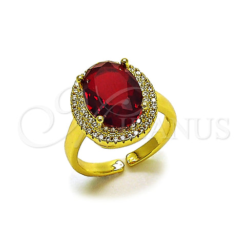Oro Laminado Multi Stone Ring, Gold Filled Style Cluster Design, with Garnet and White Cubic Zirconia, Polished, Golden Finish, 01.424.0001.1 (One size fits all)