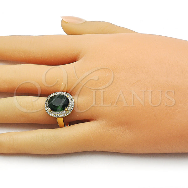 Gold Filled Ring — Multi Stone Ring Cluster Design with Green Cubic — alternate product view — SKU 163500 | Oro Laminado anillo — Multi Stone Ring Cluster diseño with Green Cubic — SKU 163500