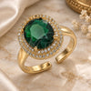 Oro Laminado Multi Stone Ring, Gold Filled Style Cluster Design, with Green Cubic Zirconia and White Micro Pave, Polished, Golden Finish, 01.424.0001.2 (One size fits all)