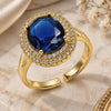 Oro Laminado Multi Stone Ring, Gold Filled Style Cluster Design, with Sapphire Blue Cubic Zirconia and White Micro Pave, Polished, Golden Finish, 01.424.0001.3 (One size fits all)