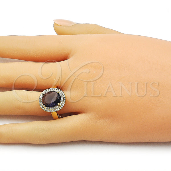 Gold Filled Ring — Multi Stone Ring Cluster Design with Amethyst Cubic — alternate product view — SKU 163502 | Oro Laminado anillo — Multi Stone Ring Cluster diseño with Amethyst Cubic — SKU 163502