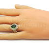Oro Laminado Multi Stone Ring, Gold Filled Style Cluster and Teardrop Design, with Green and White Cubic Zirconia, Polished, Golden Finish, 01.424.0002.2