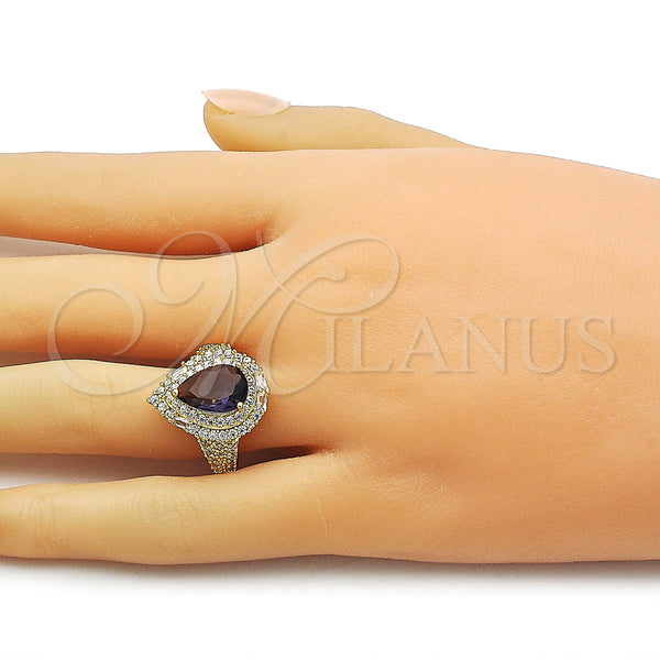 Gold Filled Ring — Multi Stone Ring Cluster and Teardrop Design with — alternate product view — SKU 163507 | Oro Laminado anillo — Multi Stone Ring Cluster and Teardrop diseño with — SKU 163507