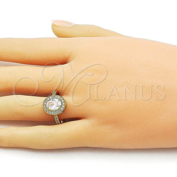 Gold Filled Ring — Multi Stone Ring Cluster Design with White Cubic — alternate product view — SKU 163508 | Oro Laminado anillo — Multi Stone Ring Cluster diseño with blanco Cubic — SKU 163508