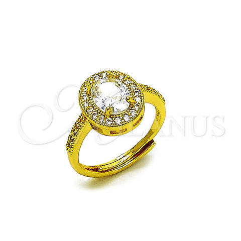 Oro Laminado Multi Stone Ring, Gold Filled Style Cluster Design, with White Cubic Zirconia, Polished, Golden Finish, 01.424.0003 (One size fits all)