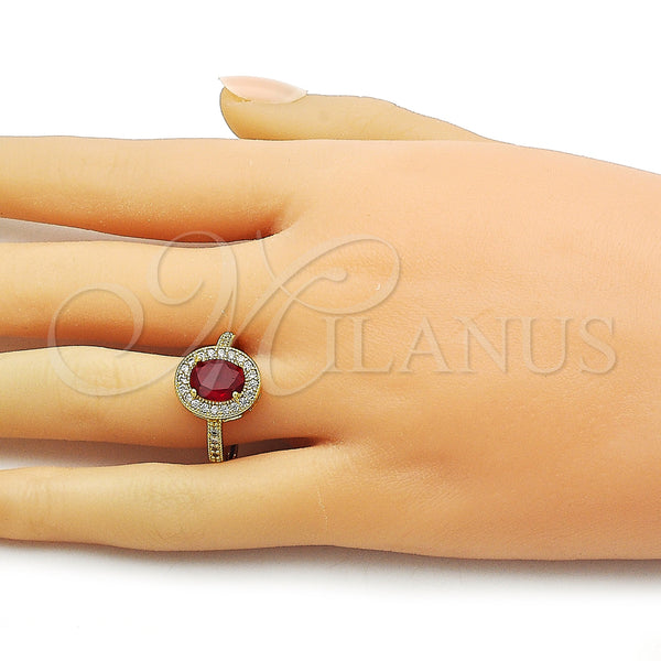 Gold Filled Ring — Multi Stone Ring Cluster Design with Garnet and — alternate product view — SKU 163509 | Oro Laminado anillo — Multi Stone Ring Cluster diseño with Garnet and — SKU 163509