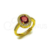 Oro Laminado Multi Stone Ring, Gold Filled Style Cluster Design, with Garnet and White Cubic Zirconia, Polished, Golden Finish, 01.424.0003.1 (One size fits all)