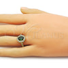 Oro Laminado Multi Stone Ring, Gold Filled Style Cluster Design, with Green and White Cubic Zirconia, Polished, Golden Finish, 01.424.0003.2