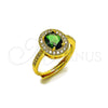Oro Laminado Multi Stone Ring, Gold Filled Style Cluster Design, with Green and White Cubic Zirconia, Polished, Golden Finish, 01.424.0003.2