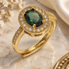 Oro Laminado Multi Stone Ring, Gold Filled Style Cluster Design, with Green and White Cubic Zirconia, Polished, Golden Finish, 01.424.0003.2 (One size fits all)
