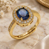 Oro Laminado Multi Stone Ring, Gold Filled Style Cluster Design, with Sapphire Blue and White Cubic Zirconia, Polished, Golden Finish, 01.424.0003.3 (One size fits all)