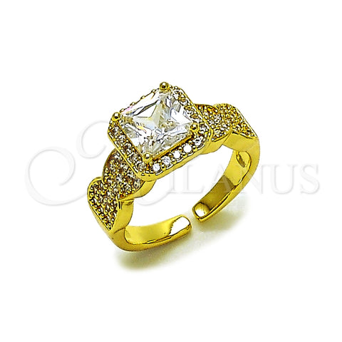 Oro Laminado Multi Stone Ring, Gold Filled Style Cluster Design, with White Cubic Zirconia, Polished, Golden Finish, 01.424.0004