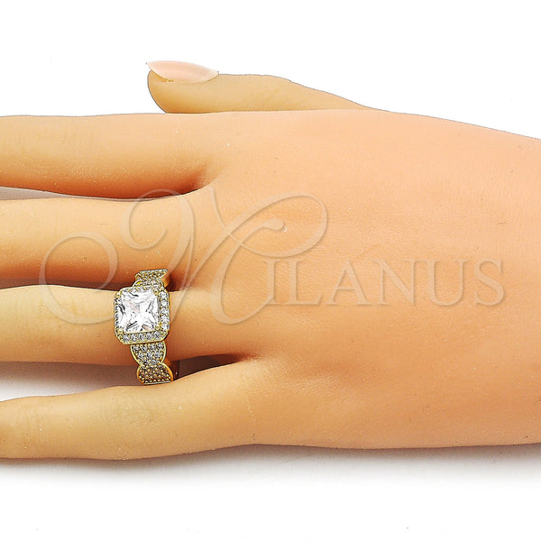 Gold Filled Ring — Multi Stone Ring Cluster Design with White Cubic — alternate product view — SKU 163513 | Oro Laminado anillo — Multi Stone Ring Cluster diseño with blanco Cubic — SKU 163513
