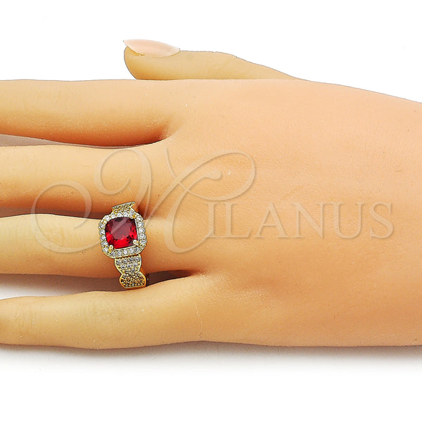 Gold Filled Ring — Multi Stone Ring Cluster Design with Garnet and — alternate product view — SKU 163514 | Oro Laminado anillo — Multi Stone Ring Cluster diseño with Garnet and — SKU 163514