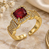 Oro Laminado Multi Stone Ring, Gold Filled Style Cluster Design, with Garnet and White Cubic Zirconia, Polished, Golden Finish, 01.424.0004.1 (One size fits all)