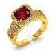 Anillo Multi Piedra 01.424.0004.1 Oro Laminado, Diseño de Cluster, con Zirconia Cubica Granate y Blanca, Pulido, Tono Dorado (Talla Unica)