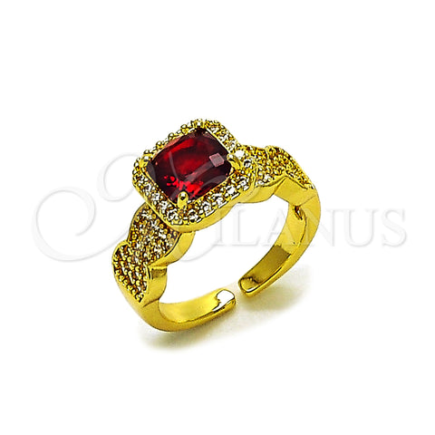 Oro Laminado Multi Stone Ring, Gold Filled Style Cluster Design, with Garnet and White Cubic Zirconia, Polished, Golden Finish, 01.424.0004.1 (One size fits all)