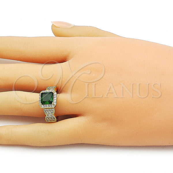 Gold Filled Ring — Multi Stone Ring Cluster Design with Green and — alternate product view — SKU 163515 | Oro Laminado anillo — Multi Stone Ring Cluster diseño with Green and — SKU 163515