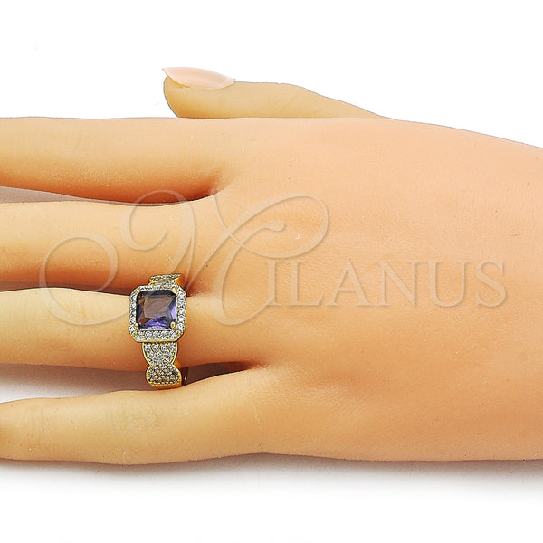 Gold Filled Ring — Multi Stone Ring Cluster Design with Amethyst and — alternate product view — SKU 163517 | Oro Laminado anillo — Multi Stone Ring Cluster diseño with Amethyst and — SKU 163517