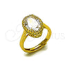 Oro Laminado Multi Stone Ring, Gold Filled Style with White Cubic Zirconia, Polished, Golden Finish, 01.424.0005