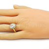 Oro Laminado Multi Stone Ring, Gold Filled Style with White Cubic Zirconia, Polished, Golden Finish, 01.424.0005 (One size fits all)