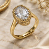 Oro Laminado Multi Stone Ring, Gold Filled Style with White Cubic Zirconia, Polished, Golden Finish, 01.424.0005 (One size fits all)