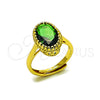 Oro Laminado Multi Stone Ring, Gold Filled Style with Green Cubic Zirconia, Polished, Golden Finish, 01.424.0005.2 (One size fits all)
