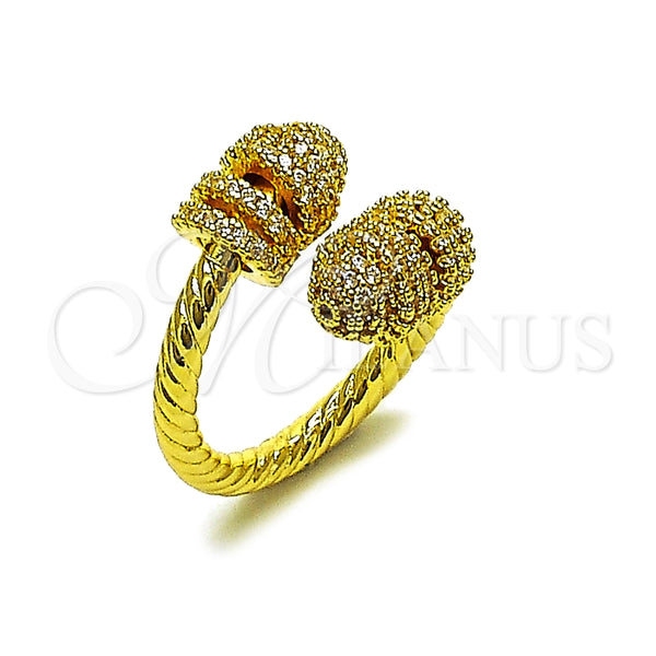 Oro Laminado Multi Stone Ring, Gold Filled Style with White Micro Pave, Polished, Golden Finish, 01.424.0006