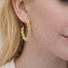 Gold Filled Hoop Earrings — Medium Hoop Puff Mariner and Mariner Design Diamond — main product view — SKU 163527 | Oro Laminado aretes de aro — Medium Hoop Puff Mariner and Mariner diseño Diamond — SKU 163527
