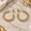 Oro Laminado Medium Hoop, Gold Filled Style Puff Mariner and Mariner Design, Diamond Cutting Finish, Golden Finish, 02.60.0173.30