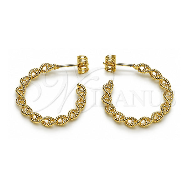 Oro Laminado Medium Hoop, Gold Filled Style Puff Mariner and Mariner Design, Diamond Cutting Finish, Golden Finish, 02.60.0173.30