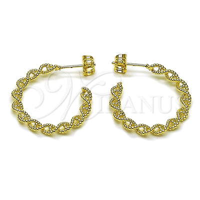Gold Filled Hoop Earrings — Medium Hoop Puff Mariner and Mariner Design Diamond — alternate product view for wholesale, main product view