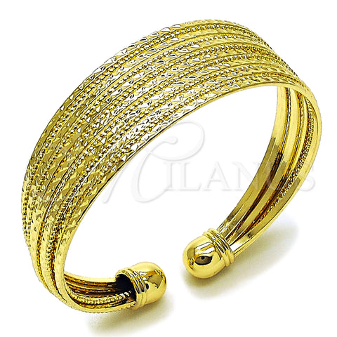 Oro Laminado Individual Bangle, Gold Filled Style Twist Design, Diamond Cutting Finish, Golden Finish, 07.163.0013 (20 MM Thickness, One size fits all)