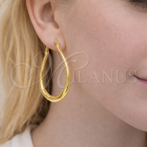 Gold Filled Hoop Earrings — Medium Hoop Hollow Design Diamond Cutting 02. — main product view — SKU 163538 | Oro Laminado aretes de aro — Medium Hoop Hollow diseño Diamond Cutting 02. — SKU 163538