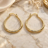 Oro Laminado Medium Hoop, Gold Filled Style Hollow Design, Diamond Cutting Finish, Golden Finish, 02.163.0409.30