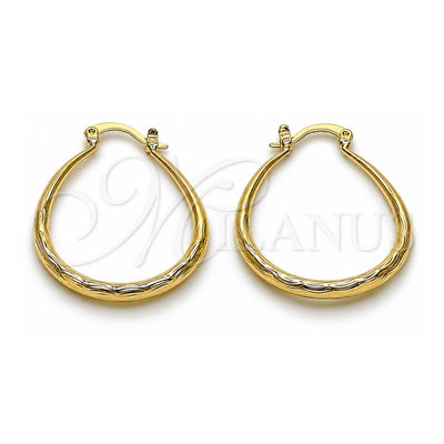 Oro Laminado Medium Hoop, Gold Filled Style Hollow Design, Diamond Cutting Finish, Golden Finish, 02.163.0409.30