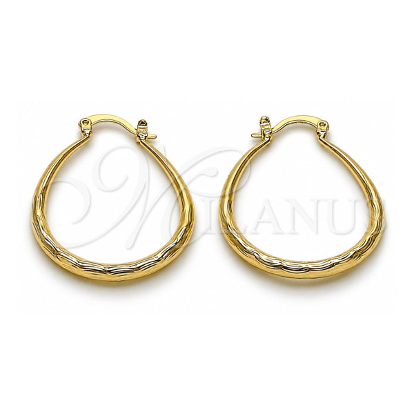 Oro Laminado Medium Hoop, Gold Filled Style Hollow Design, Diamond Cutting Finish, Golden Finish, 02.163.0409.30