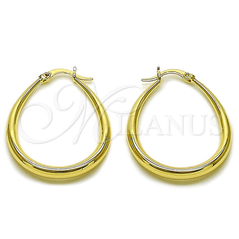 Oro Laminado Medium Hoop, Gold Filled Style Teardrop and Hollow Design, Polished, Golden Finish, 02.122.0092.30